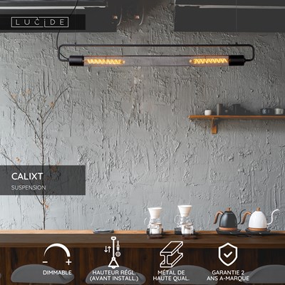 Lucide CALIXT - Suspension - 2xE27 - Noir